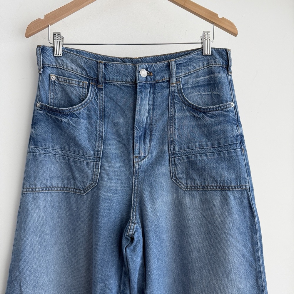 Anthropologie Pilcro Jeans 29 The Jane High Rise Wide Leg Denim Flare Boho - Picture 2 of 13